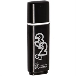 (пакет 20x100x100) Накопитель USB Smartbuy флешка 32GB Glossy series Black - фото 20742