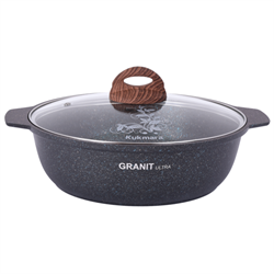 (150x300x310) Жаровня-кастрюля Kukmara жгг31а литая стекл. кр. 3.0л АП(Granit ultra blue) - фото 26567