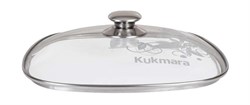 (70x300x300) Крышка Kukmara с28-2т112 стеклянянная квадратная  28*28см нержавеющая  ручка с деколью - фото 27757
