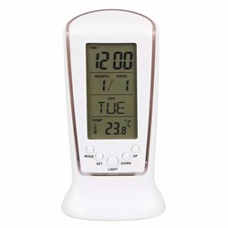 (90x210x250) Будильник LADECOR CHRONO 529-188 с подсветкой, датой и температурой  12,6х5,8х5,5см - фото 31005