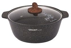(150x300x310) Жаровня-кастрюля Kukmara жго52а литая стеклянная крышка 5л Granit ultra original - фото 31734