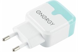 (120x125x130) Устройство зарядное Energy ET-33 2 USB разъема, 2,1А, белый/ 104291 сетевое - фото 31876