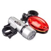 (120x125x130) Набор SILAPRO 195-022/ фонарей 2шт: зад (7.5х4х3.5см, 3LED, 2хААА)+перед (10х3.5х3.5см, 5LED, 4хААА) пластик красный/серый