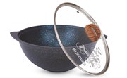 (150x300x310) Казан Kukmara кгг47а литой для плова 4,5л, крышка стекло, АП, Granit ultra blue