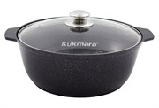 (150x300x310) Жаровня-кастрюля Kukmara жмт528а 5л со стеклянной крышкой АП(темный мрамор)