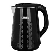 (180x210x250) Чайник электрический LEBEN 291-107/ 1,8 л, 1800Вт, металл, пластик, черный, 220-240В